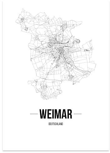 JUNIWORDS Stadtposter - Wähle Deine Stadt - Weimar - 60 x 90 cm Poster - Schrift B - Weiß