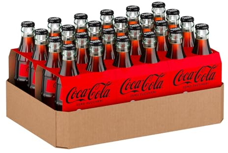 Coca-Cola Zero Zuccheri, Tutto il Gusto della Formula Coca-Cola Senza Calorie, Bottiglia in Vetro 100% riciclabile - 24 Bottiglie da 200 ml