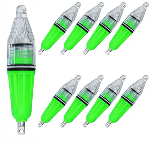 Edearkar Confezione da 8 pezzi subacquei di colore verde chiaro 4.7 pollici profondo goccia LED luce impermeabile lampeggiante pesca luce attraente esca lampada