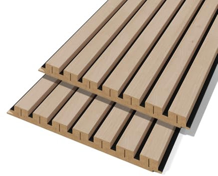 FORESTEA Lot de 2 Demi-Panneaux Mural décoratif lamelles MDF chêne Clair Fond Noir 1250 x 287 x 20 mm-0,72 M2 PEFC 70%