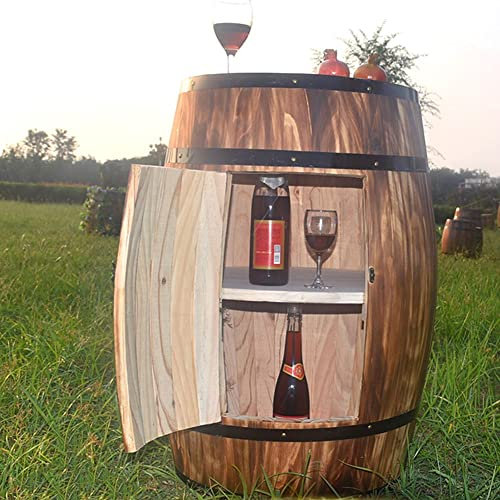 Artiz Rustikaler Abschließbarer Weinschrank In Form Eines Fasses, Vintiquewise Eiche Weinfässer Dekoratives Weinregal Im Vintage-Look (Farbe : Braun, Größe : 120x75x60cm)