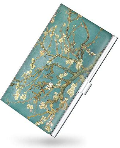 xiviers Business Card Holder，Color Printing Men's and Women's Business Card Case，Ultra-Thin Metal Business Card Organizer，Carry-on Pocket Wallet Business Card Holder,Green Tree