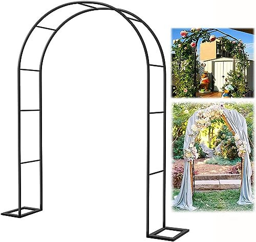MISKYN Arche À Rosiers Exterieur Arche De Jardin pour Grimpantes Arche De Mariage avec Base en Métal 240Cm 180Cm 140Cm 120Cm Noir,Blanc,W1.4M*H2.3M