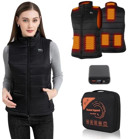 BIAL Veste Chauffante Femme 7.4V,16000mAh, Gilet Chauffant Femme avec Batterie pour Ski en Plein air Randonnée Chasse Camping
