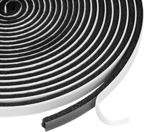 Flintronic Joint Brosse porte Coulissante, oint brosse porte coulissante Polypropylène, 9mm(B) x 5mm(D) x 6M(L) Autocollante Joint Brosse Porte pour L'isolation la Protection Contre le Vent, Noir