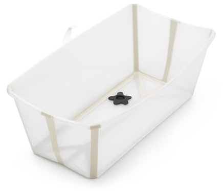 Stokke Flexi Bath, Sandy Beige - 64 x 24 x 34 cm - Bañera plegable para recién nacidos y bebés, liviana, resistente y fácil de guardar - Ideal para casa o viajes