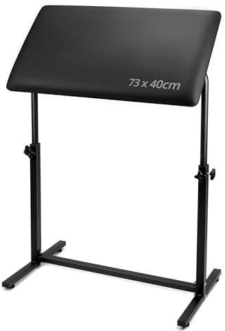 QWORK Professionell tatuering armstödstativ benstöd med 180° lutning svampdyna storlek 73 x 40 cm, förtjockad 5 cm, justerbar höjd 67-100 cm