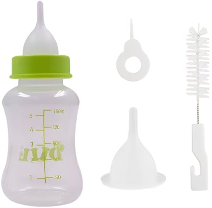 Aufzuchtflasche für Haustiere - Komplettes Fütterungsset für Neugeborene Welpen und Kätzchen Welpenmilch Katzenmilch Aufzuchtflasche Hund, Welpenmilch Aufzuchtflasche (Grün, 150ml)