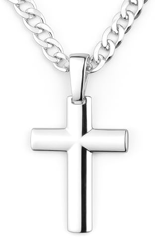 STERLL Collar Para Hombre De Plata 925 Con Colgante De Cruz 55cm Accesorio Duradero