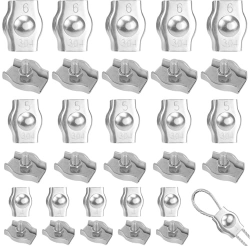 Single Wire Rope Clip，304 Stainless Steel Fastening Clamps，Cable Clamps for Clothesline Tensioner Awning Fixed（M4，M5，M6）
