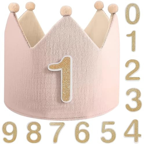 RIVIEVAL Reversible Children's Party Hats with Numbers 0-9, Adjustable Birthday Crown for Photo Props