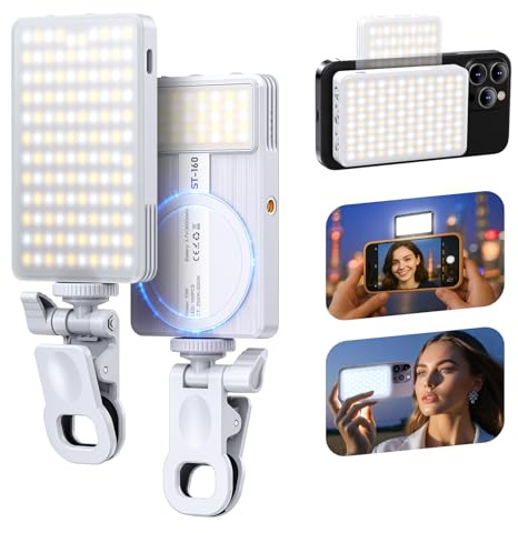 Luce Magnetica per Telefono, 160 Selfie LED Compatibili con iPhone Magsafe, 3 Modalità di Regolazione dell’illuminazione, Selfie per iPhone/iPad/Camera/fotografia/TikTok/Vlog/Video/Zoom Calls