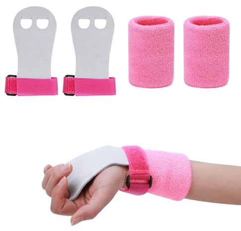 ZFRITP 1 Paar Turnsachen Griffpads Mit 1 Paar Armbändern Für Kinder, Turn Sachen,Turnen Zubehör,Kettlebell Set,Griffpolster Kraftsport,Kinder Protektoren Set,Geeignet Für Mädchen, Jungen