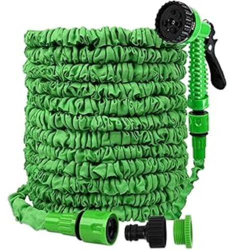 Tubo da Giardino Estensibile 15m e 30 m 50FT Canna Acqua Giardino con 7 Funzioni con Pistola Acqua Giardino, gomma per innaffiare, Tubo Acqua, Gomma per Innaffiare Estensibile (15 metri)