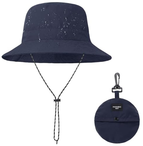 ZKGYUS Chapeau seau pliable, chapeau pliant pour hommes et femmes, chapeau de chasse imperméable d'été, adapté à la pêche en plein air, à la randonnée, au camping, aux voyages, bleu marine