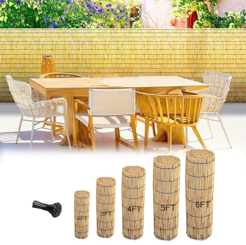 Rotolo di recinzione decorativa per esterni, 1,2 x 5 m, tenda naturale per giardino, balcone, patio e finestre, soluzione per la privacy per uso interno/esterno (altezza 0,91 x lunghezza 20 m)