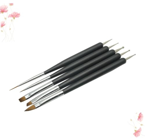 Healvian 5pezzi Pennelli Doppia Punta per Nail Art Set di Punta Sfera e Pennello in Nylon Resistente per Manicure e Intaglio delle Unghie
