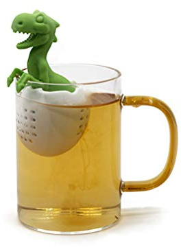 OEBUAFI Dinosaur Shaped Tea Filter, Reusable Silicone Tea Infuser Strainer, Stable and Safe, Ideal for Tea Lovers, Unique and Fun to Use (Green)