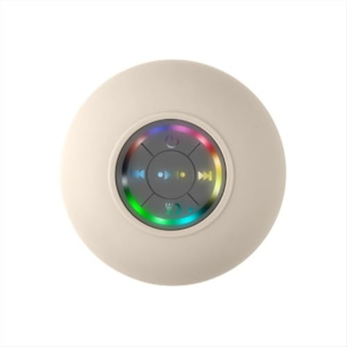 Lafeier Mini altavoz Bluetooth impermeable para baño con audio inalámbrico, altavoz de ducha con luz RGB, bocina con ventosa, color blanco