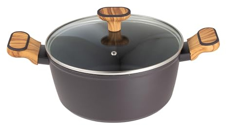 Bergner Charcoal Cacerola con tapa de Ø24cm de 4L en Aluminio forjado Antiadherente