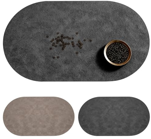 CEWROM Napfunderlägg Hund, 30 x 50 cm fodermattor för husdjur, stor fodermatta hundskålsunderlägg, superabsorberande snabbtorkande halkfria fodermattor för hundar och katter (mörkgrå)