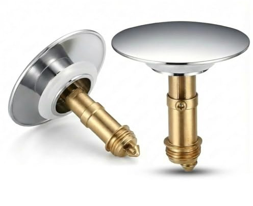 2pcs Pop up Sink Plug Replacements, Pop-up Bathroom Sink Plug Replacement, Brass Bounce Core Push-Type Drain Universal Stopper for Bathroom Basin, Wash Basin Faucet Vessel Vanity Sink-66mm Cap