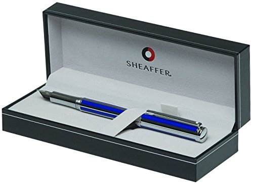 Sheaffer Striped Fountain Pen Featuring Chrome Plate Trim - Ultramarine