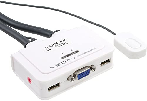 InLine 60613I - Conmutador KVM (2 vías, VGA, USB, con audio, cable integrado)