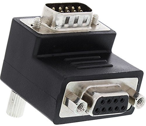 InLine 22015 Adattatore Mini-Gender-Changer, Sub-D 9Poli Maschio a Sub-D 9Poli Femmina, Angolato 90°, Nero