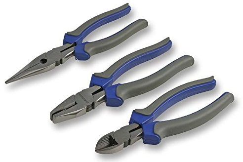DURATOOL D00123 Pliers Set, 3 Piece (Diagonal Pliers, Combination Pliers & Long Nose Pliers)