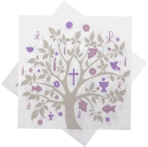 20 Servietten Baum des Lebens Mauve Lila Tischdeko Konfirmation Kommunion Taufe