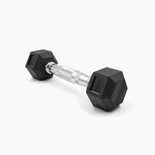 SUPRFIT - Hexagon Kurzhantel einzeln mit gummiertem Eisenkern - Fitness Gewichte Hanteln 1-50 kg mit rutschfestem Chromgriff - Premium Kurzhantel für Calisthenics, Krafttraining & Crossfit Übungen