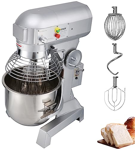 Happybuy 20Qt Commercial Food Mixer with Timing Function， Commercial Mixer 1100W Stainless Steel Bowl Heavy Duty Electric Food Mixer Commercial with 3 Speeds Adjustable, Perfect for Bakery Pizzeria