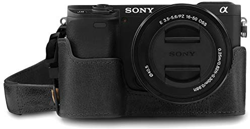 MegaGear Ever Ready Kameratasche aus echtem Leder, kompatibel mit Sony Alpha A6100, A6400