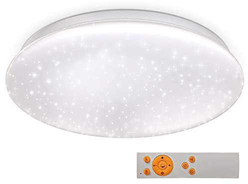 B.K.Licht 17W LED cielo estrellado I lámpara de techo regulable I lámpara de techo con control de temperatura de color CCT I función de luz nocturna I mando a distancia IR I Ø338mm I plafon led techo