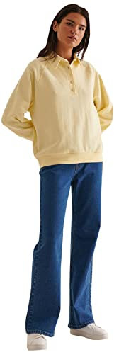 NA-KD Jeans de Cintura Alta de Pierna Recta para Mujer, Mediados De Azul, 32