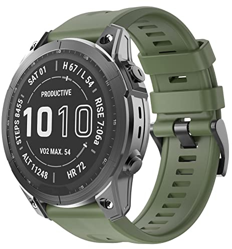 ISABAKE Klockarmband för Garmin Fenix 7X - 26mm QuickFit Silikon Ersättningsarmband för Fenix 6X/6X Pro, Fenix 5X/5X Plus, Fenix 3/3 HR