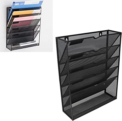 5 Stöckiges Zeitschriftenhalter Wand mit Mesh Metallständer Vertikaler Zeitungs Magazin Organisator mit kleinem Tab Panel Hilft Beim Sortieren von Dokumenten, Literatur, Briefen, Broschüren
