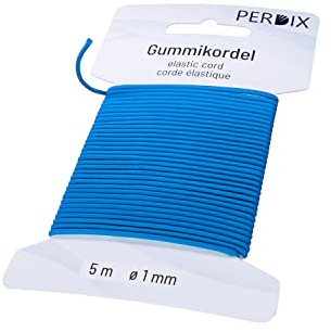 perdix Gummiband, elastische Kordel 1 mm, 5 m blau, Gummiband für Armbänder, Zelt, Rucksack, Garten, Hutgummi, Gummischnur