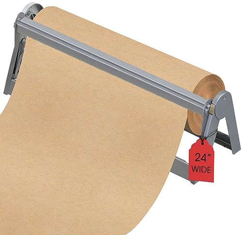 Ecohu 24in Wrapping Paper Roll Cutter - Holder Dispenser for Butcher Freezer Craft Paper Rolls with Updated Serrated Blade for Gift Wrap. Non-Slip Cutting Tool for Kitchen, Craft Room-Set on Tabletop