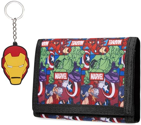 Spiderman Geldbeutel Jungen mit Schlüsselanhänger - Avengers Set (Mehrfarbig)