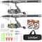 Lixada Teleskop Angelrute Teleskopangel und Spule Combo Kit Kohlefaser-Angelrute und Spinnrollen mit 100M Angelschnur Köder Haken Jigkopf und Fischen Tragetasche Fall Angelzubehör