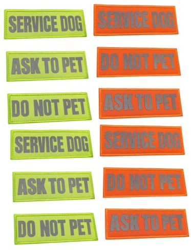 Supvox 12stücke Reflektierende Hunde-Patches Für Geschirre Service Dog Aufnäher Do Not Pet Ask to Pet Praktisch Für Nachtspaziergänge Atmungsaktives Material