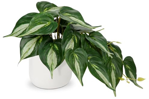 Oairse Small Artificial Plants in Ceramic Pots Decorative Fake Potted Plants Faux Pothos Realistic Greenery House Plant Indoor for Aesthetic Home Office Kitchen Bathroom Desk Décor