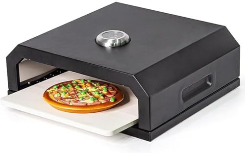 Wrobelax Horno de pizza de leña con termómetro, horno de pizza para barbacoa al aire libre, horno de pizza portátil para camping, apto para horno de gas/eléctrico/carbón