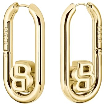 BOSS Jewelry Ohrringe Hinge für Damen Kollektion DOUBLE B SWING aus Gelbgold mit einem Doppel-B Charm - 1580629