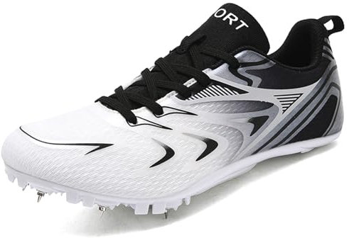 PENXZT Herren Leichtathletikschuhe 8 Spikes, 100–400 m, Kinder Jungen Rennsport, Laufschuhe Sprint-Sport-Sneaker,Schwarz,38 EU