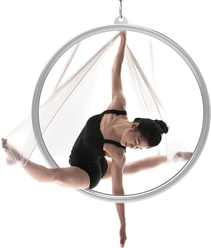FFYUTING Aerial Lyra Hoop, Single Point Aerial Hoop Set, Circus Edelstahl Aerial Yoga Hoop Ausrüstung für Tanzstudio Aerial Fitness,80cm