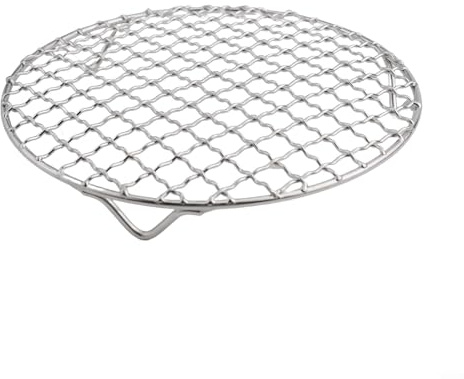 Rundes Kühlgitter, 201 Edelstahl-Draht-Ofen-Grillblech, Grillnetz mit 3 Beinen, zum Kochen, Backen, Dämpfen (18 cm)