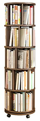 360° drehbares Bücherregal aus Gummiholz mit Rollen für Home Office Display Regal